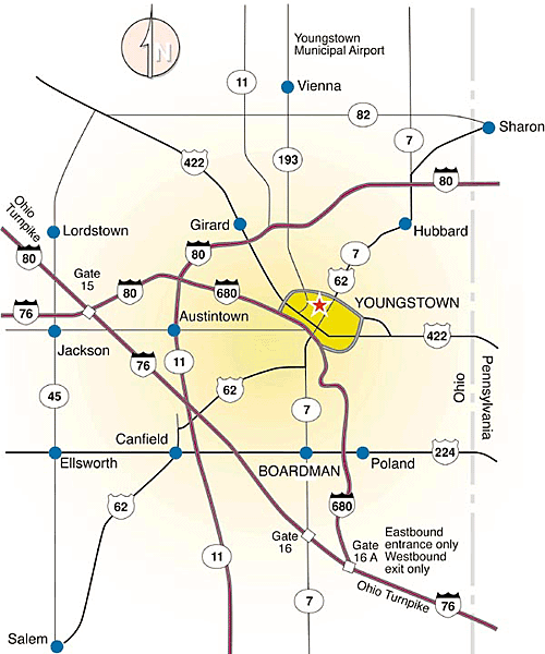 Youngstown area map
